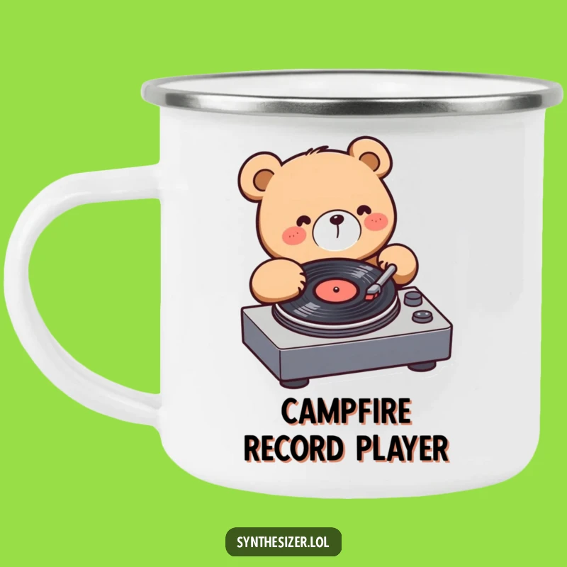 Funny Bear DJ Camping Mug: Kawaii Bear Spins Records, Hilarious Outdoor Music Gift