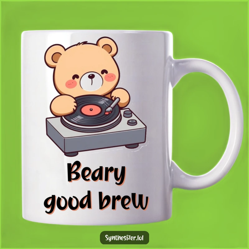 Funny Bear DJ Mug Gift: Kawaii Bear Spins Records, Perfect for Music Lovers