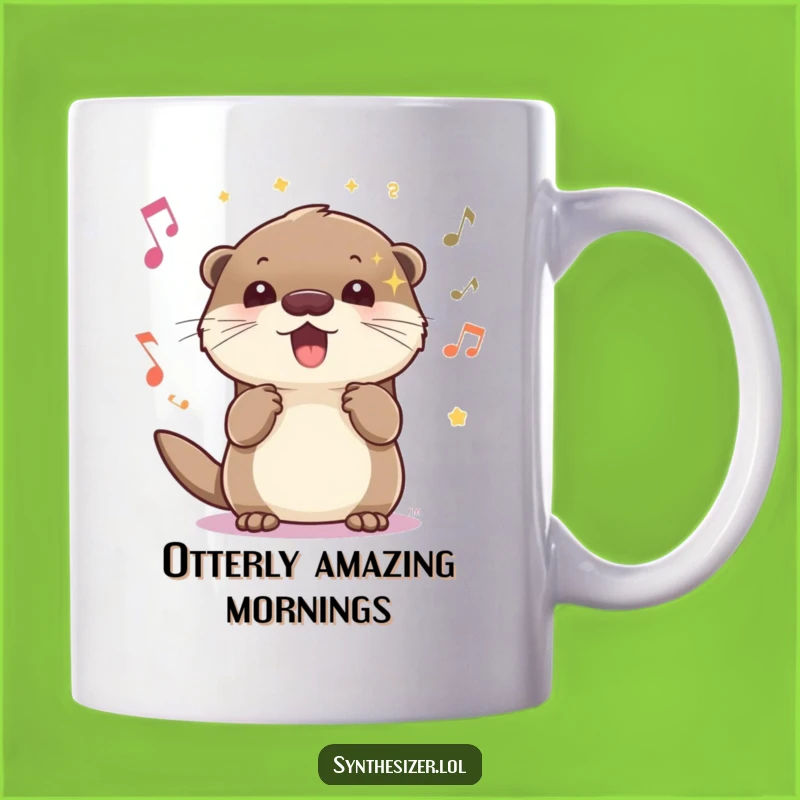 Funny Energetic Otter Music Mug: Sparkling Eyes, Happy Beats Gift for Otters Lovers
