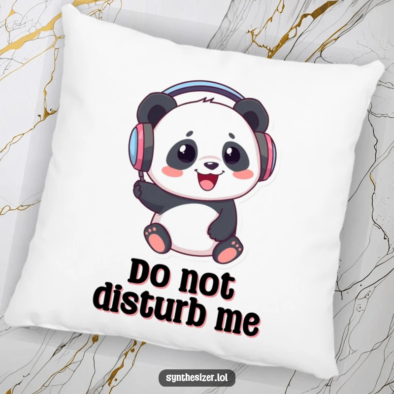 Funny Panda DJ Pillow: A panda wearing oversized headphones is shown bopping its head, offering comfort and a musical vibe.