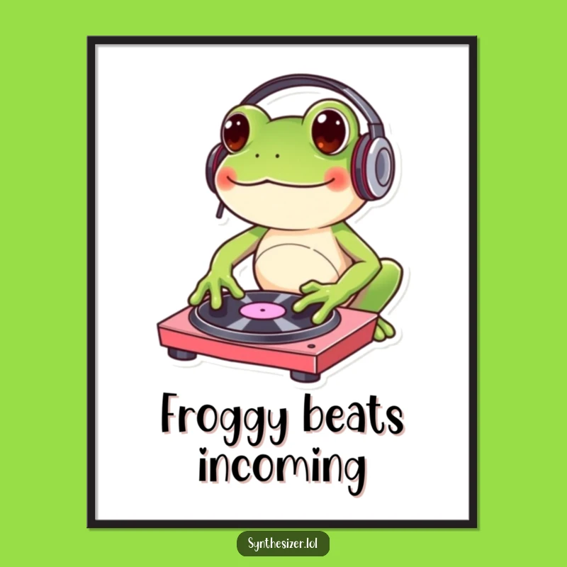 Funny Frog DJ Digital Art Print: Instant Grooves for Your Walls