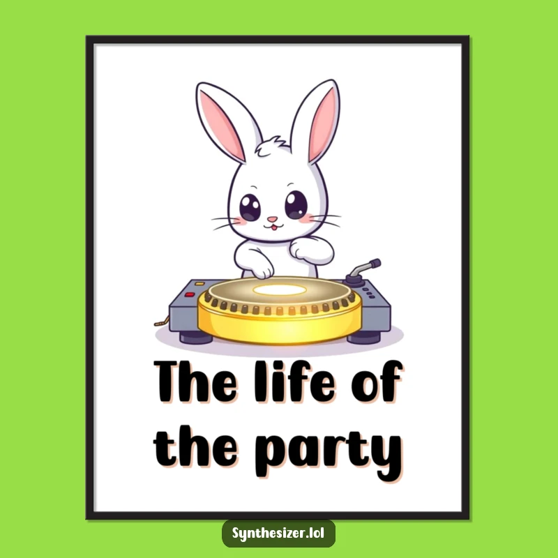 Funny Bunny DJ Digital Art: Instant Download, Groovy Funny Gift Decor