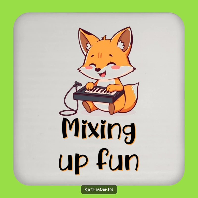 Funny Fox DJ Drink Coaster: Fox Plays Keyboard Mixer, Hilarious Music Accessory