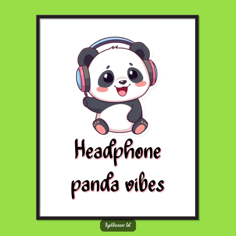 Funny Panda DJ Poster: Panda Bops Head with Headphones, Hilarious Music Art Gift