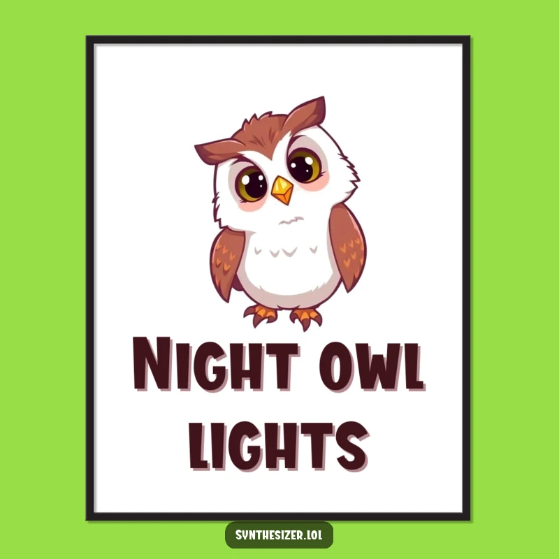 Funny Owl DJ Light Poster: Curious Night Owl's Hilarious Wall Art
