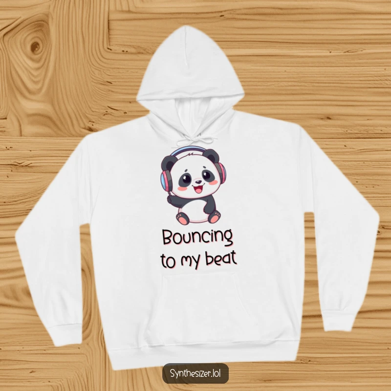 Funny Panda DJ Hoodie: A panda wearing large headphones is joyfully bopping its head, lost in the rhythm and music.