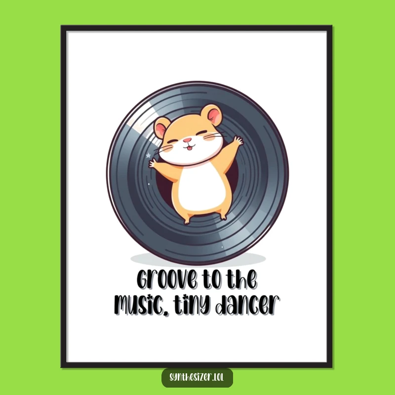 Funny Free Printable Wall Art: Hamster Grooving on Vinyl Record