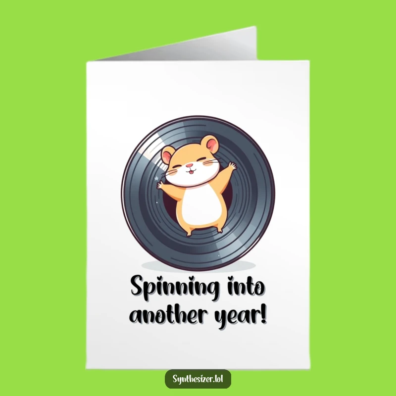 Free Printable Birthday Card: Happy Hamster Grooving on Vinyl