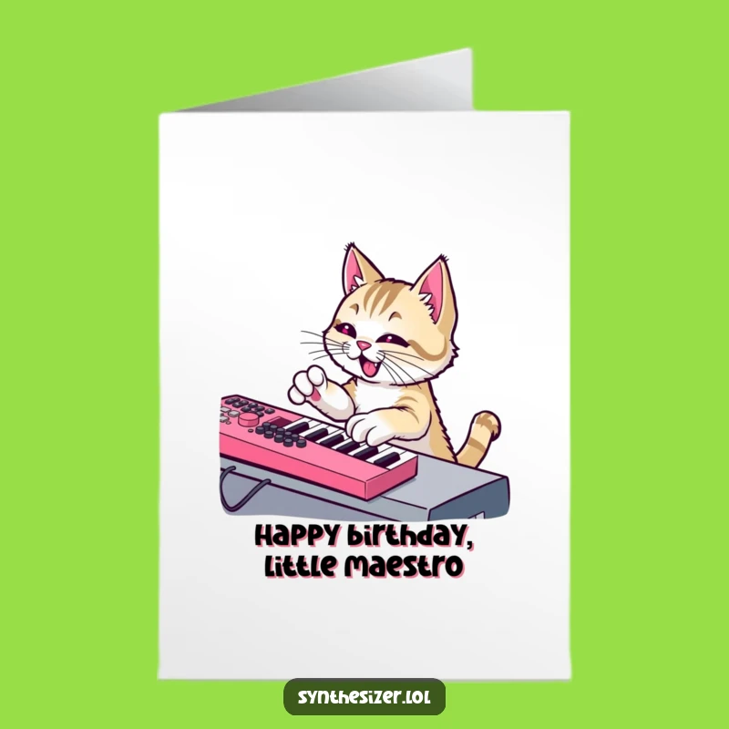 Free Printable Birthday Card: Mischievous Cat Makes Birthday Beats