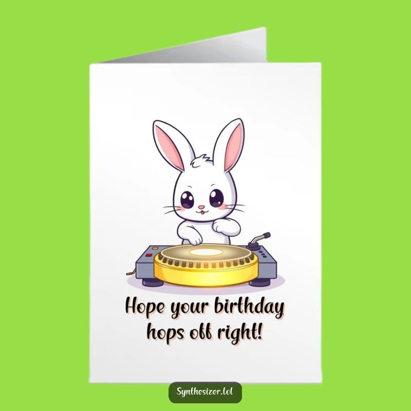 Free Printable Bunny Birthday Card: Funny DJ Bunny, Downloadable Party Gift