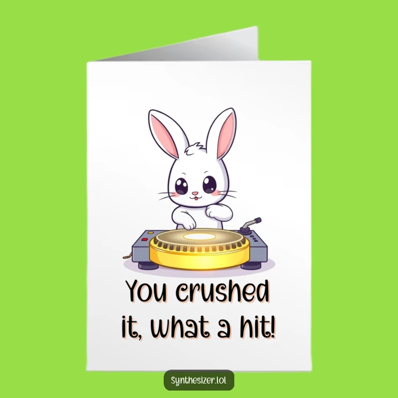 Free Printable Bunny Congratulations Card: Funny DJ Bunny, Downloadable Success