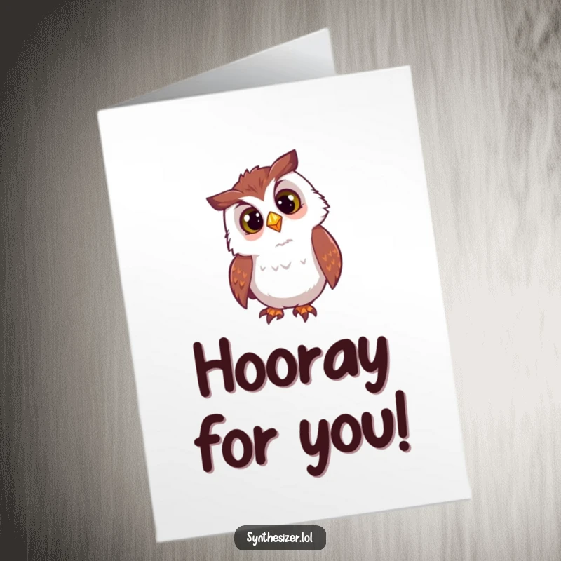 Funny Free Printable Congrats Card: A curious owl tilting its head, intently watching a flashing DJ light.