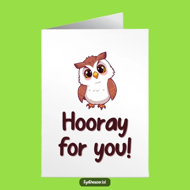 Free Printable Congrats Card: Owl's DJ Light Fascination - Funny Downloadable & Print at Home