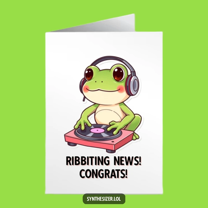 Free Printable Congrats Card: DJ Frog Mixes Success - Funny Downloadable & Print at Home