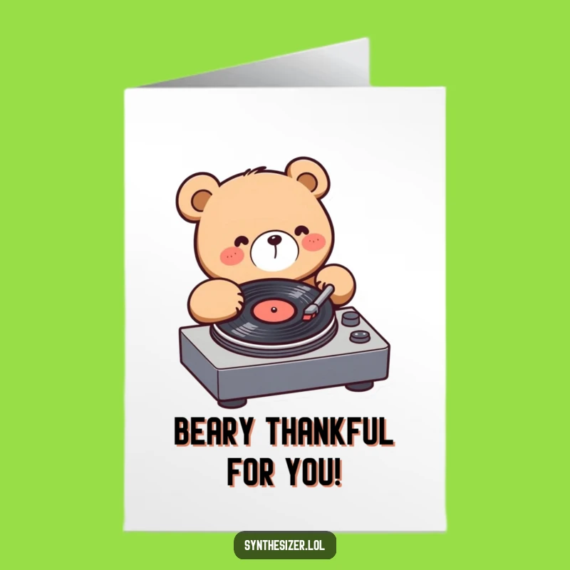 Free Printable Bear DJ Thank You Card: Musical Gratitude Downloadable Gift
