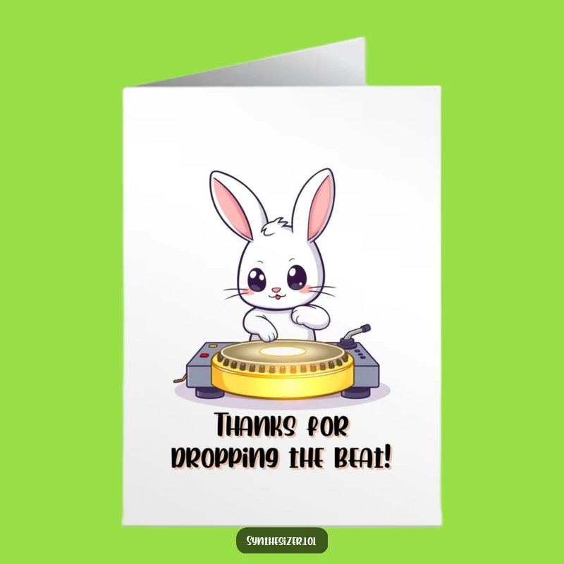 Free Printable Bunny Thank You Card: Funny DJ Bunny, Downloadable Appreciation