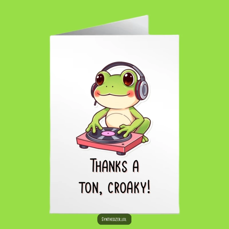 Funny Free Printable Thank You Card: DJ Frog Drops Thanks - Print at Home Downloadable