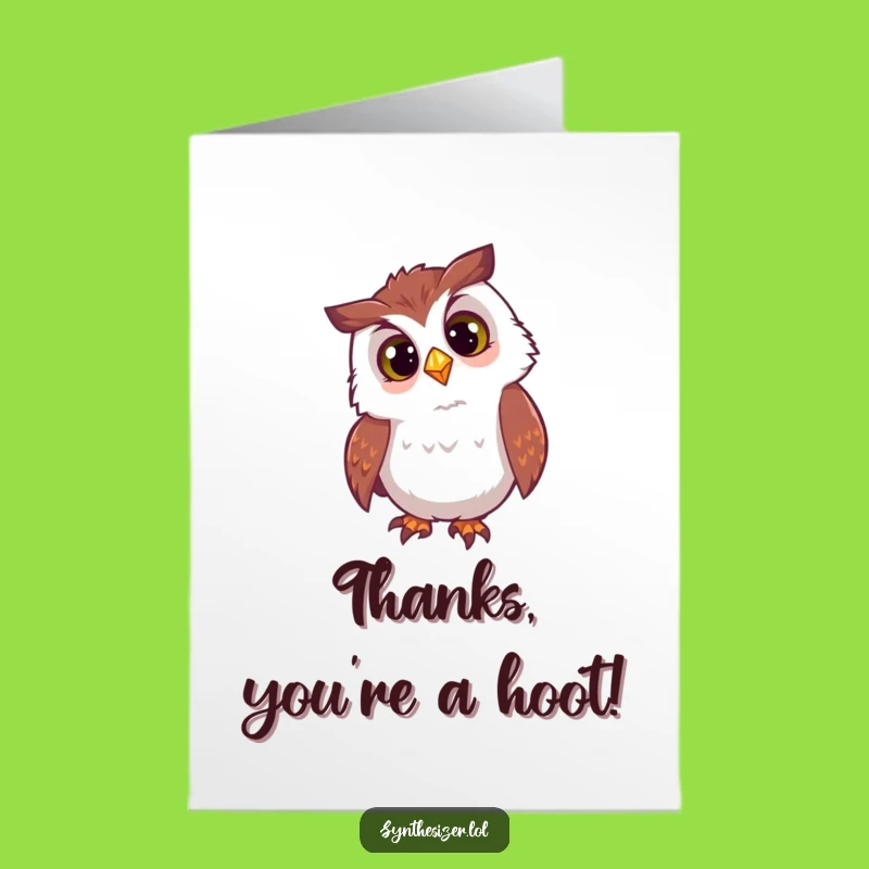 Funny Free Printable Thank You Card: Owl's DJ Light Thanks - Print at Home Downloadable