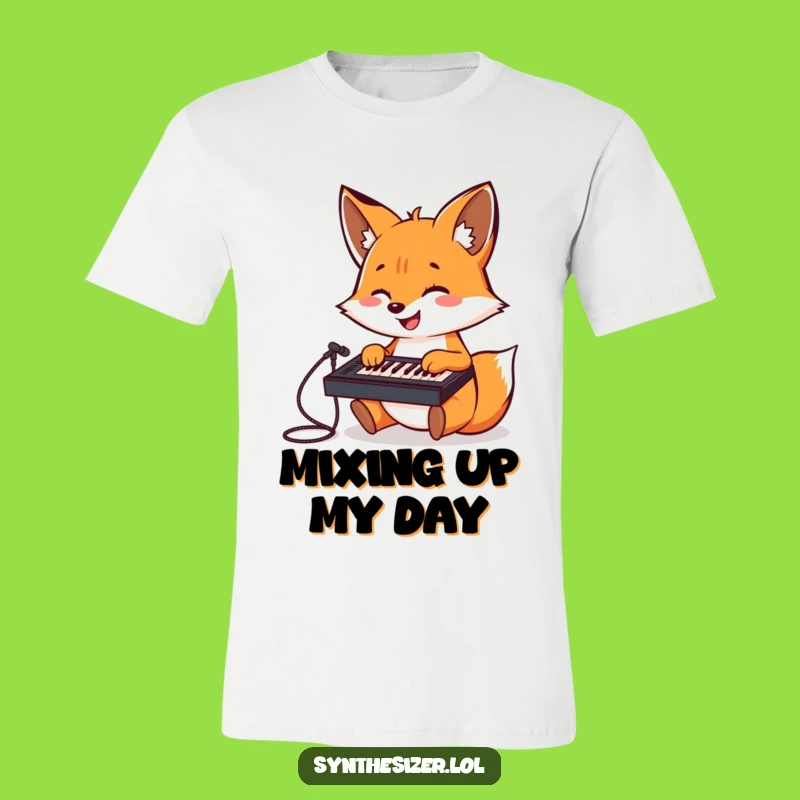 Funny Fox DJ T-Shirt: Fox Plays Keyboard Mixer, Hilarious Music Producer Tee Gift