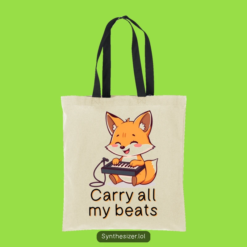 Funny Fox DJ Tote Bag: Fox Plays Keyboard Mixer, Hilarious Music Accessory